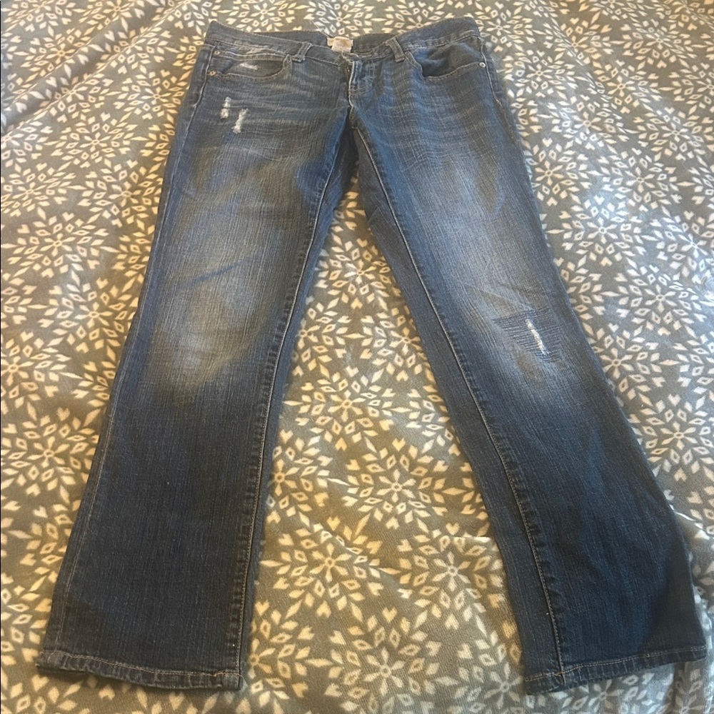 GAP Women's Straight Leg Slim Boyfriend Jeans - Distressed Blue